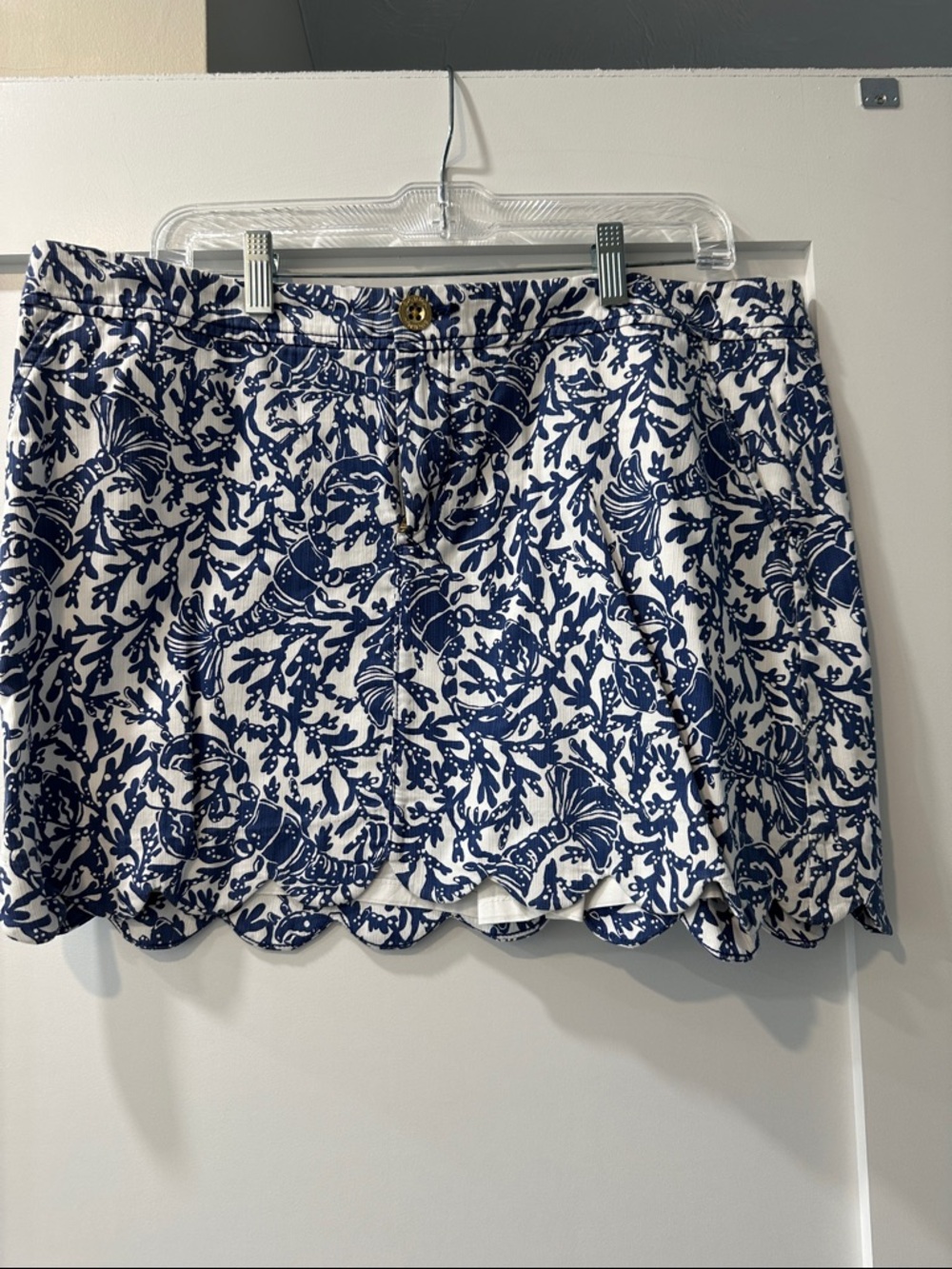 White & Navy Scallop Hem Printed Skort Lilly Pulitzer